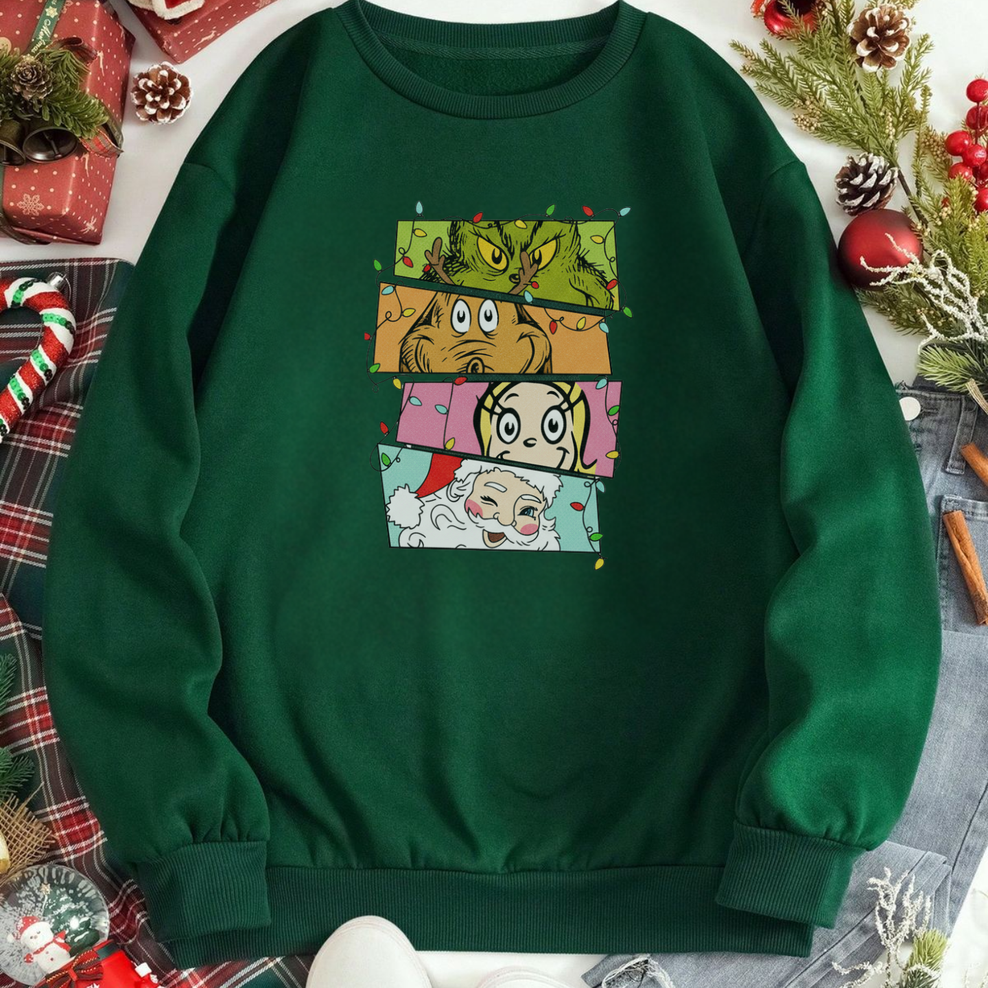 Christmas Eyes Stacked Faces - Sweatshirt