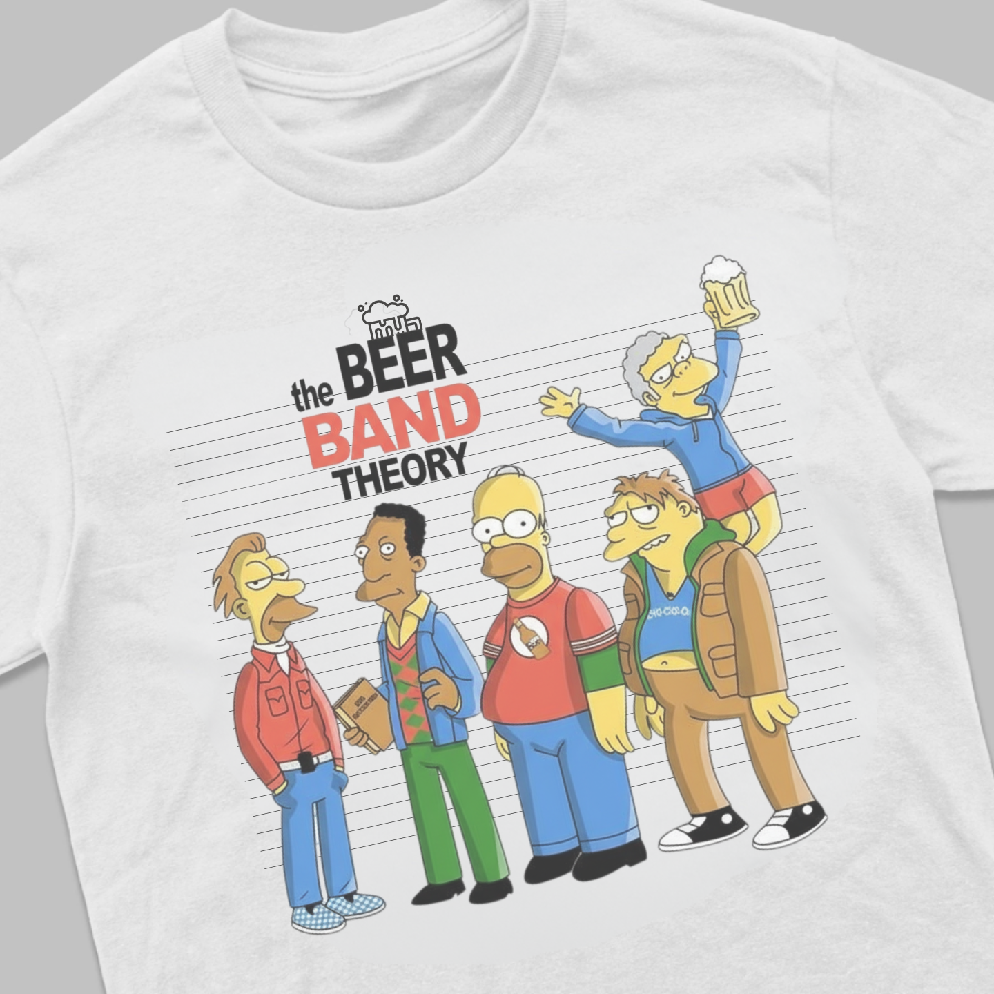 The Beer Band Theory, The Simpsons x The Big Bang Theory Crossover - T-Shirt - The Fandom Store