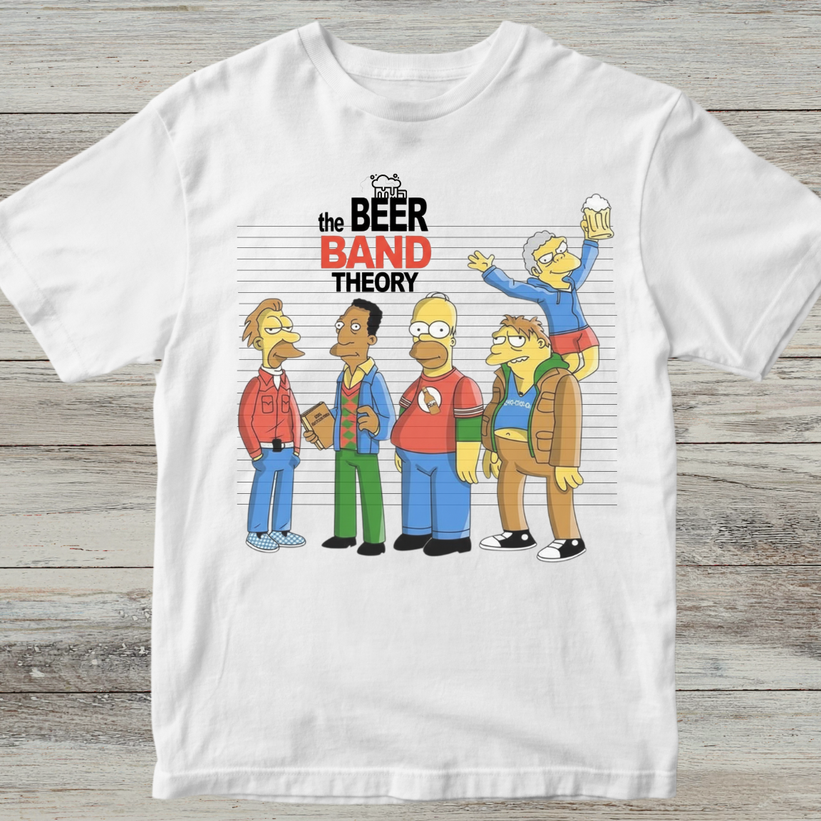 The Beer Band Theory, The Simpsons x The Big Bang Theory Crossover - T-Shirt